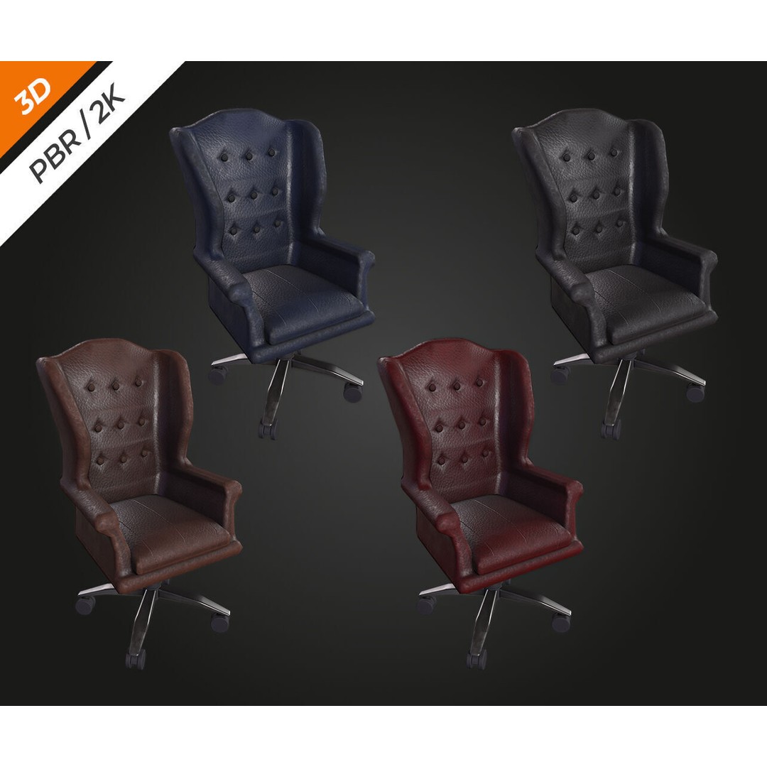 Elegant Chair 3D Model – Low Poly Furniture Asset, FBX, PBR - View 3