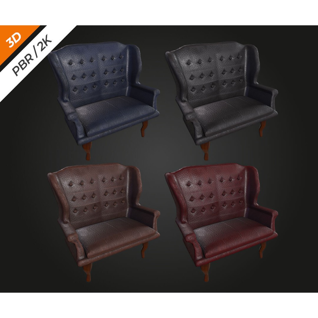 Elegant Chair 3D Model – Low Poly Furniture Asset, FBX, PBR - View 5