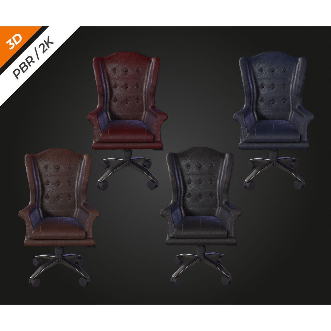 Elegant Chair 3D Model – Low Poly Furniture Asset, FBX, PBR - View 7