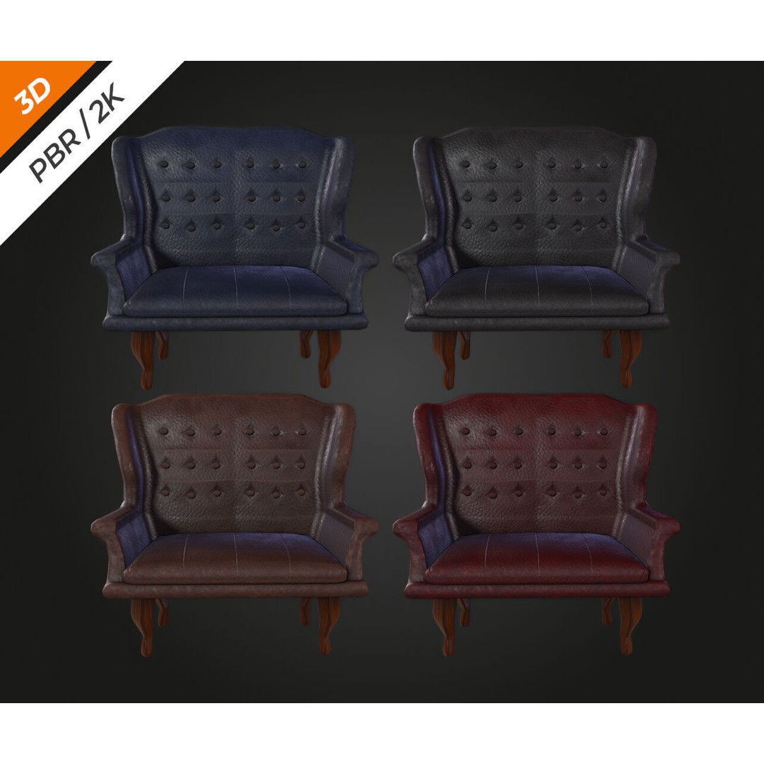 Elegant Chair 3D Model – Low Poly Furniture Asset, FBX, PBR - View 9