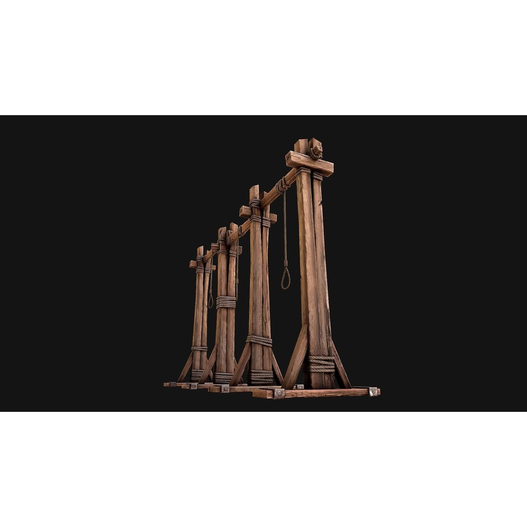 Medieval Gallows Torture 3D Model – Low Poly Game Asset, FBX - View 10