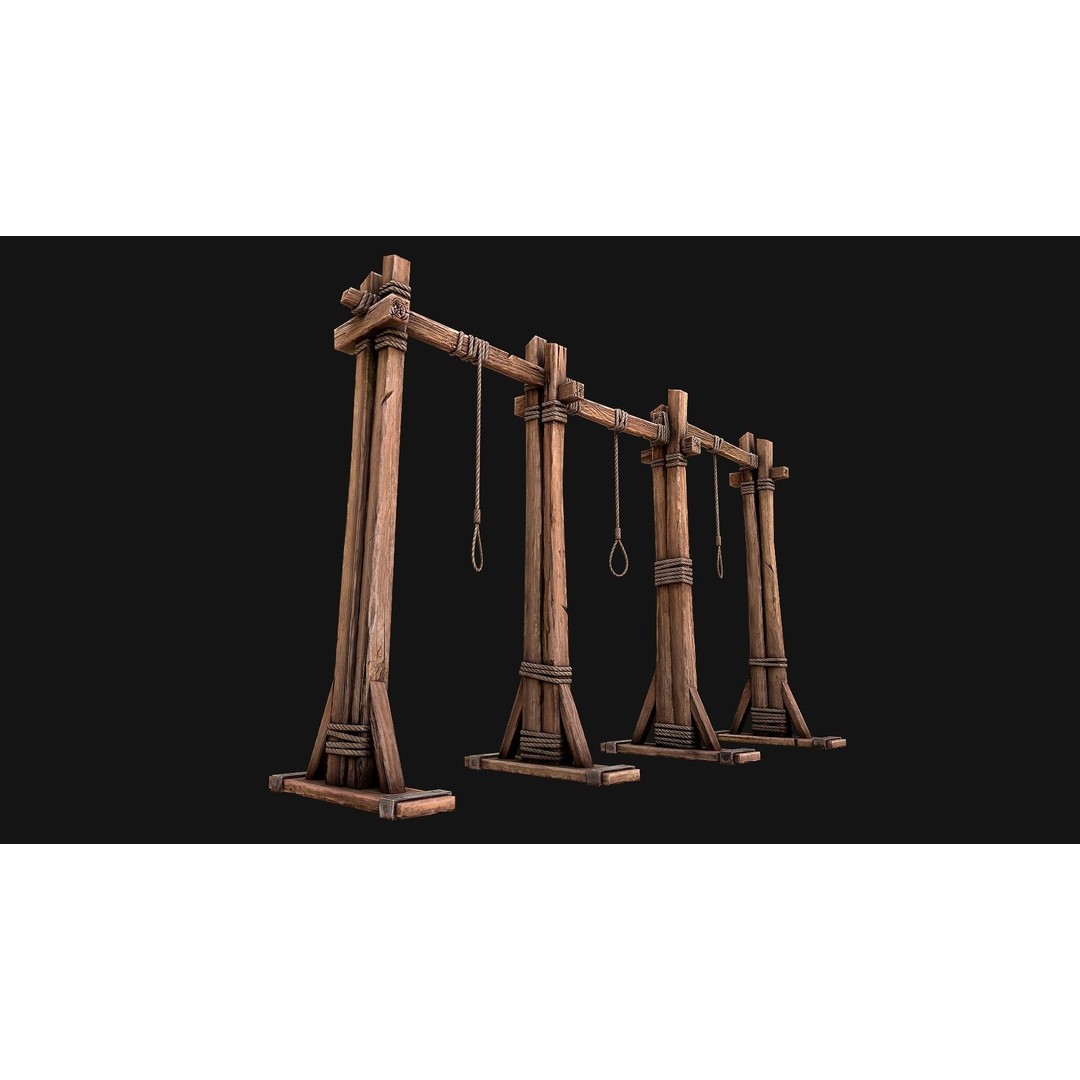Medieval Gallows Torture 3D Model – Low Poly Game Asset, FBX - View 11
