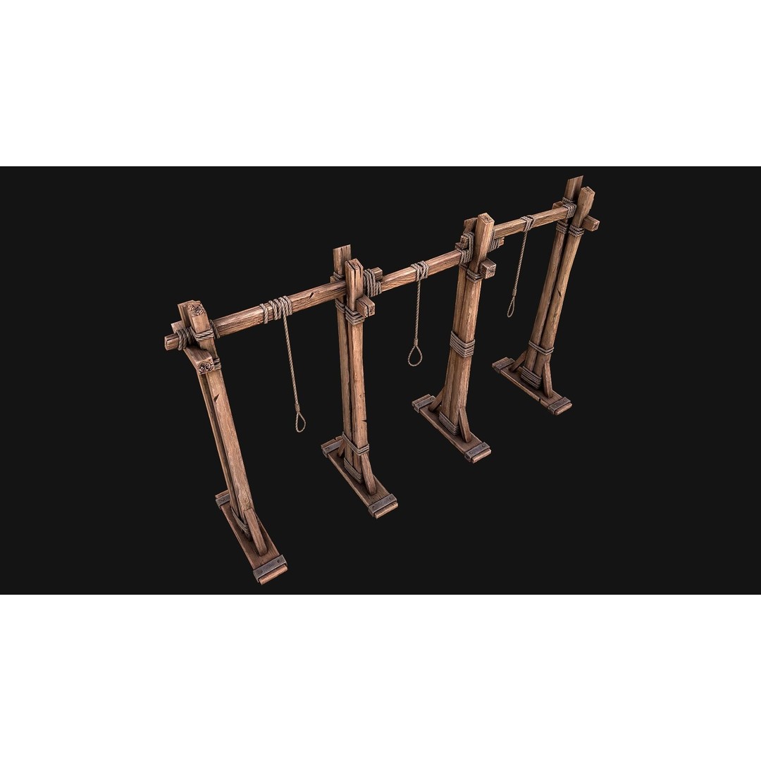Medieval Gallows Torture 3D Model – Low Poly Game Asset, FBX - View 12