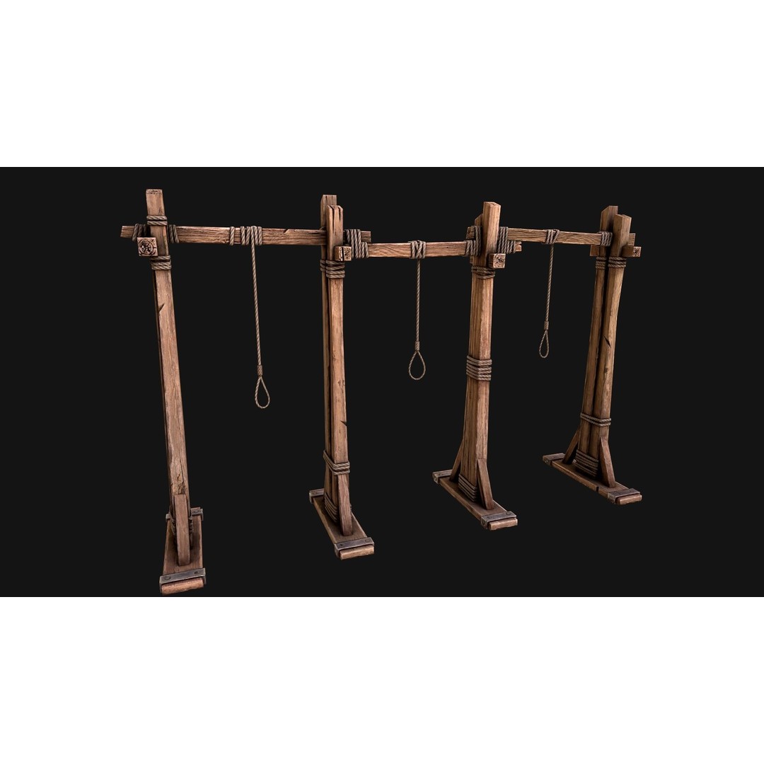 Medieval Gallows Torture 3D Model – Low Poly Game Asset, FBX - View 13