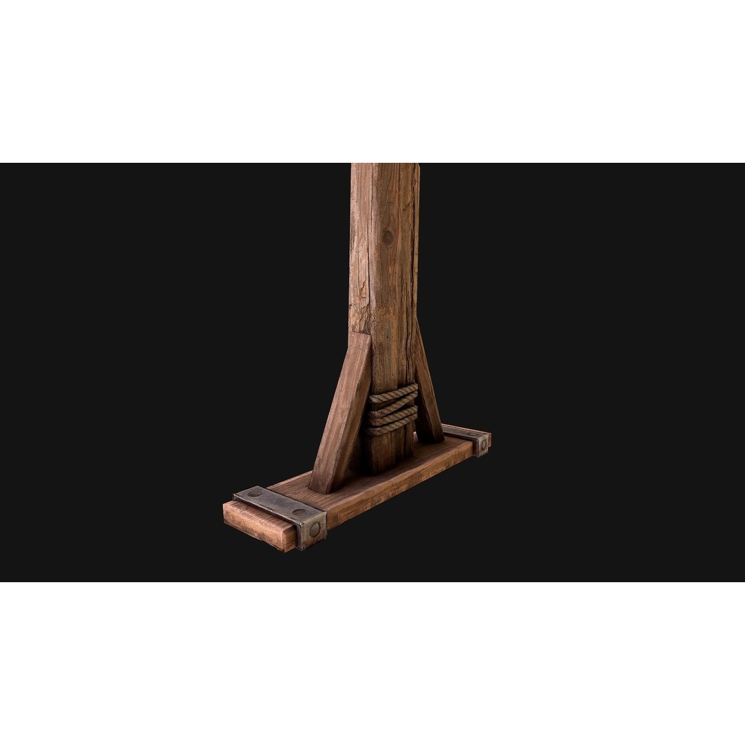 Medieval Gallows Torture 3D Model – Low Poly Game Asset, FBX - View 14