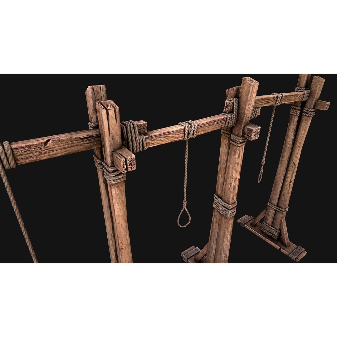 Medieval Gallows Torture 3D Model – Low Poly Game Asset, FBX - View 15