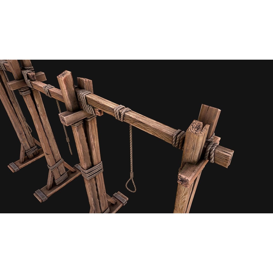 Medieval Gallows Torture 3D Model – Low Poly Game Asset, FBX - View 16