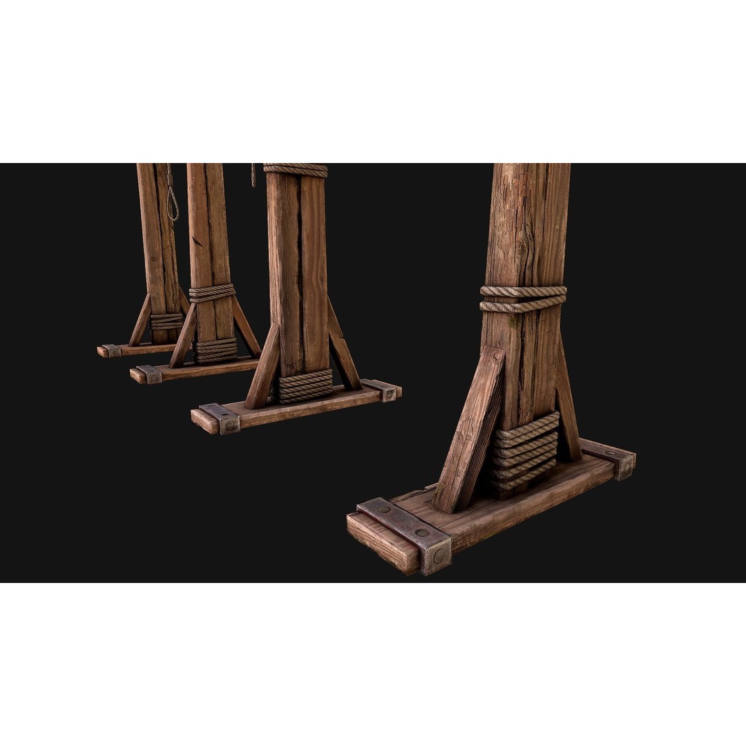 Medieval Gallows Torture 3D Model – Low Poly Game Asset, FBX - View 18