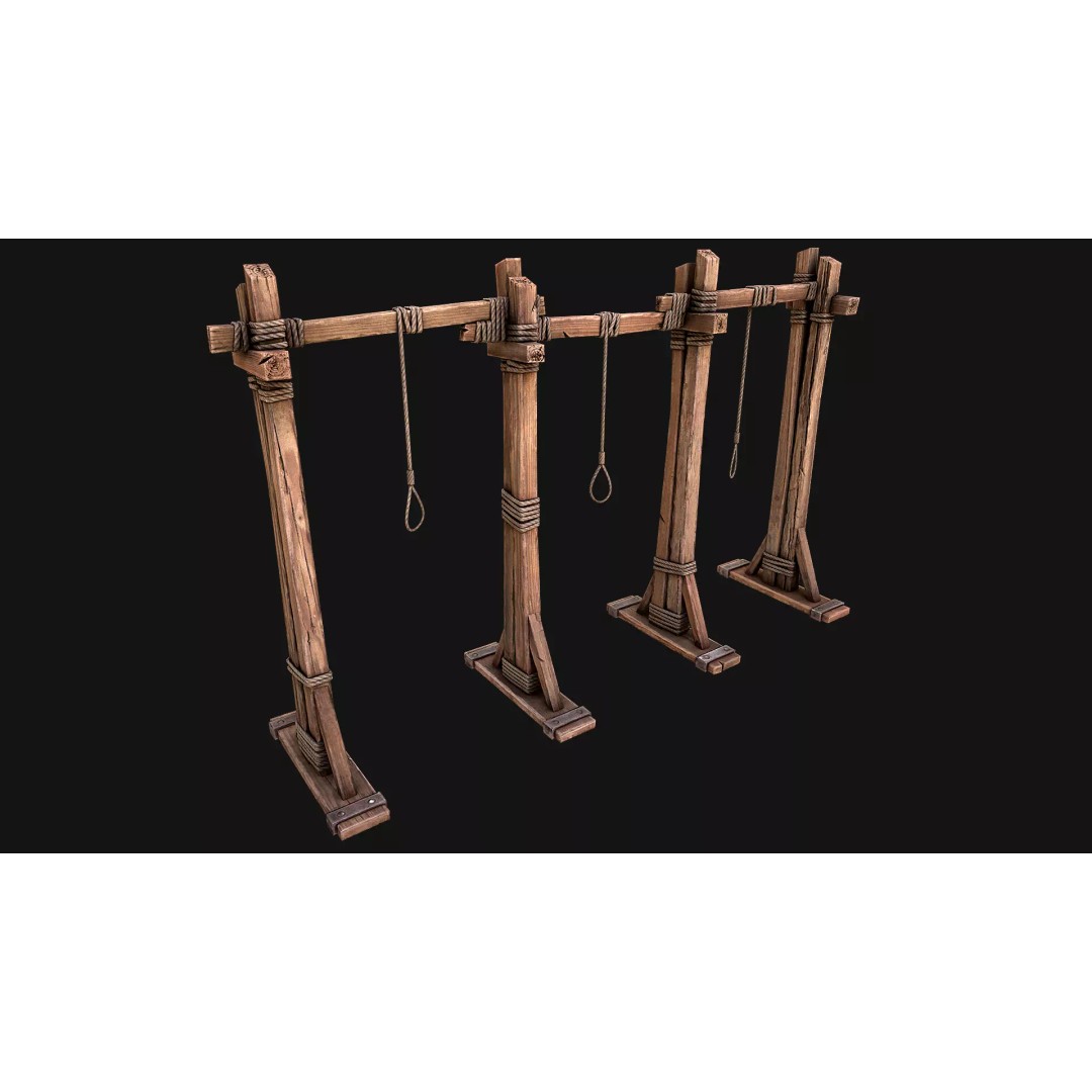 Medieval Gallows Torture 3D Model – Low Poly Game Asset, FBX - View 2
