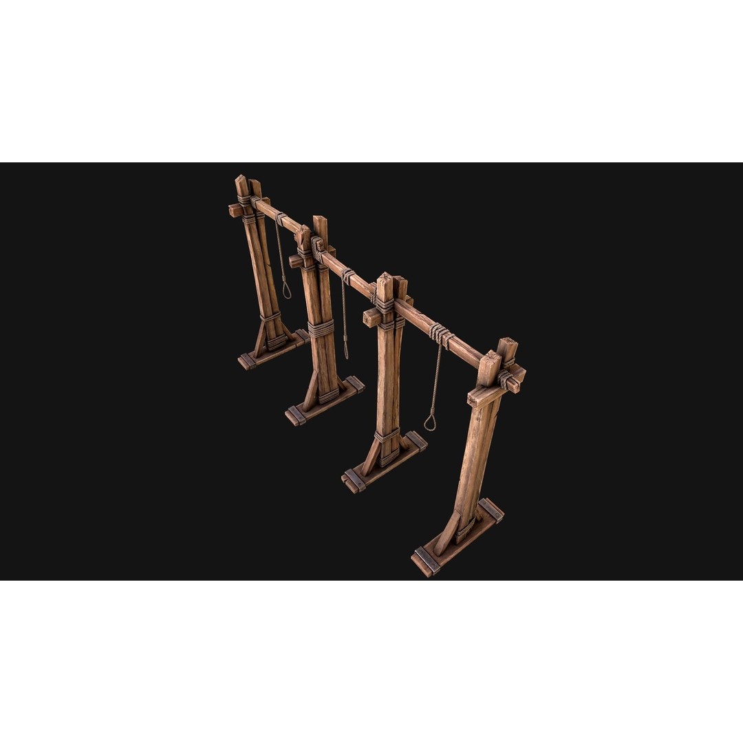 Medieval Gallows Torture 3D Model – Low Poly Game Asset, FBX - View 20