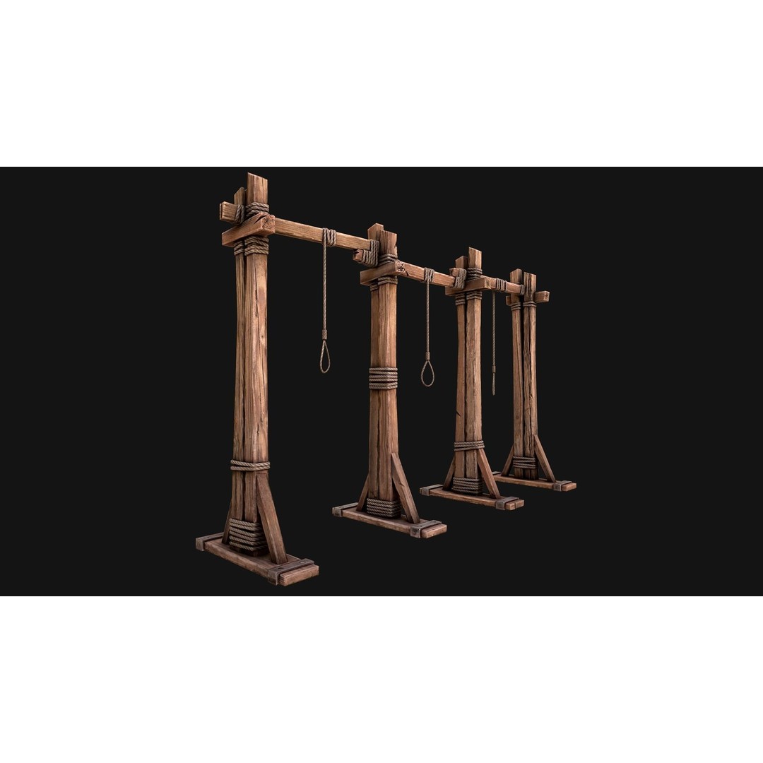 Medieval Gallows Torture 3D Model – Low Poly Game Asset, FBX - View 3