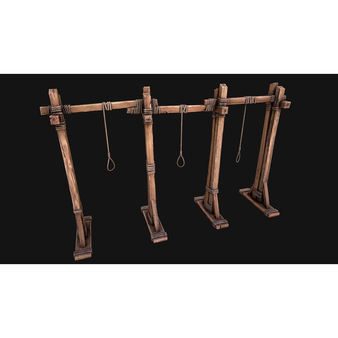 Medieval Gallows Torture 3D Model – Low Poly Game Asset, FBX - View 4