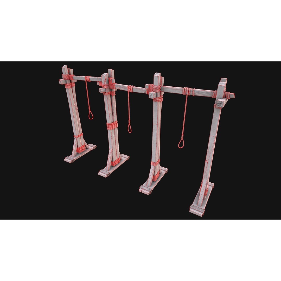 Medieval Gallows Torture 3D Model – Low Poly Game Asset, FBX - View 6