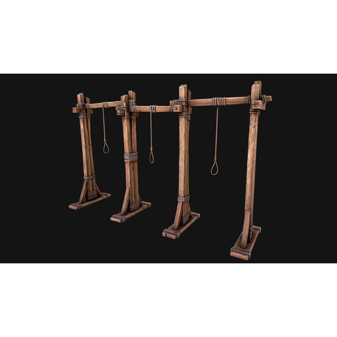 Medieval Gallows Torture 3D Model – Low Poly Game Asset, FBX - View 8