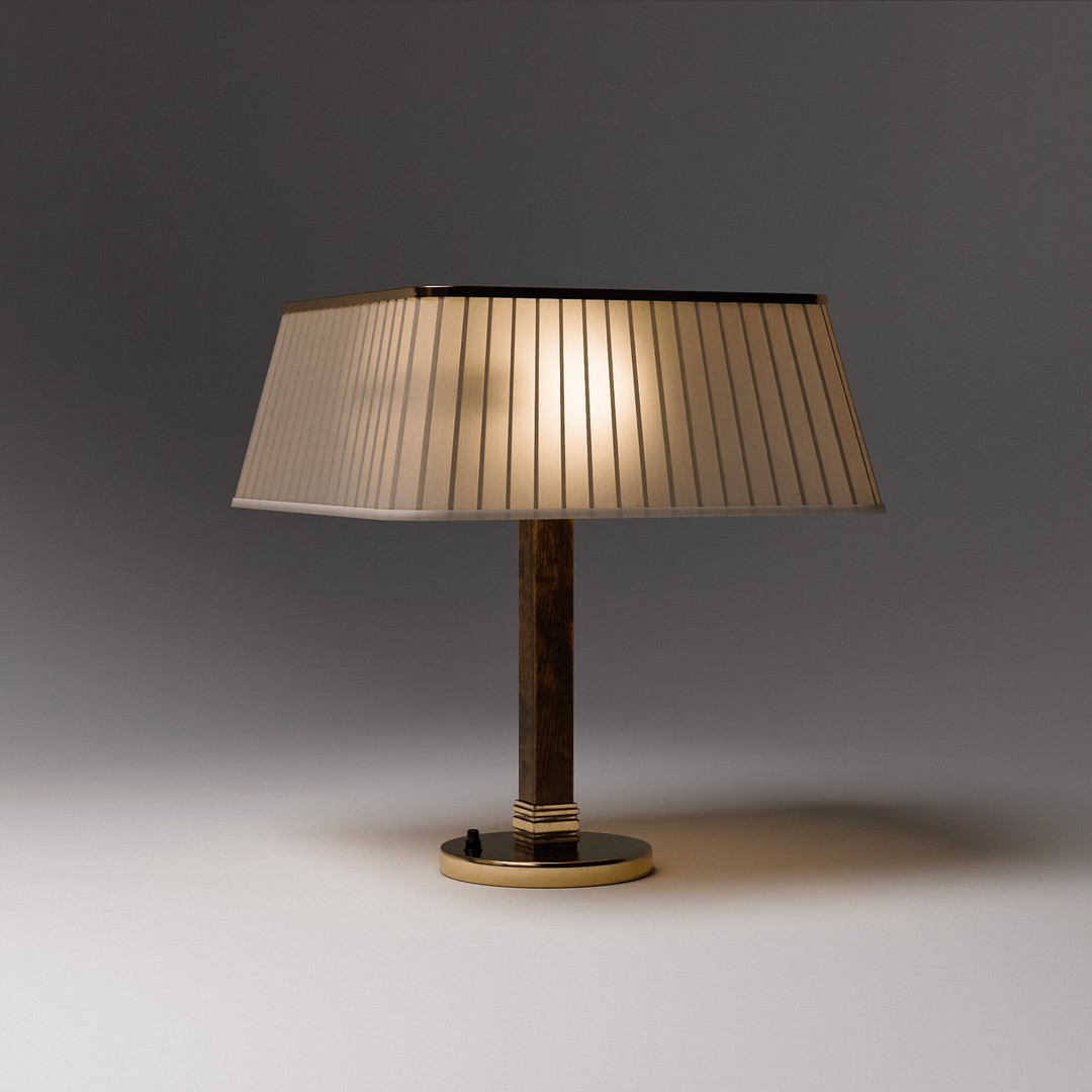 Brass Silk Table Lamp 3D Model – Low Poly PBR Asset, FBX, OBJ - View 3