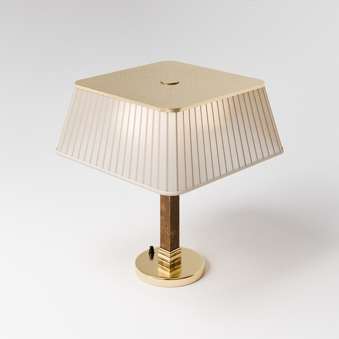Brass Silk Table Lamp 3D Model – Low Poly PBR Asset, FBX, OBJ - View 4