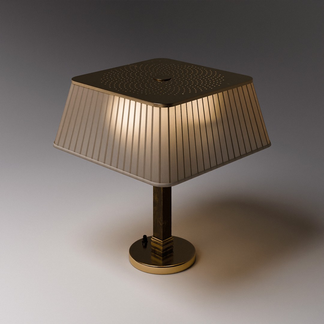 Brass Silk Table Lamp 3D Model – Low Poly PBR Asset, FBX, OBJ - View 5