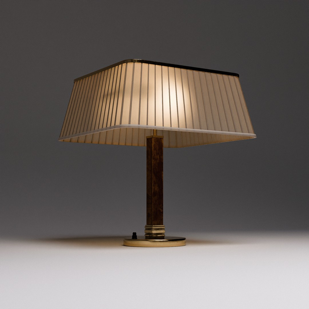 Brass Silk Table Lamp 3D Model – Low Poly PBR Asset, FBX, OBJ - View 7