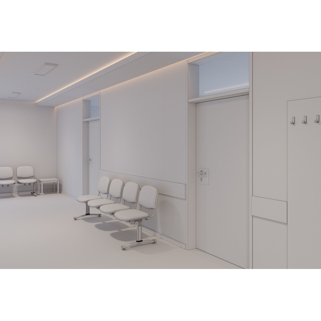 Hospital Hall 3D Model – PBR Interior Scene, Blender, FBX, OBJ