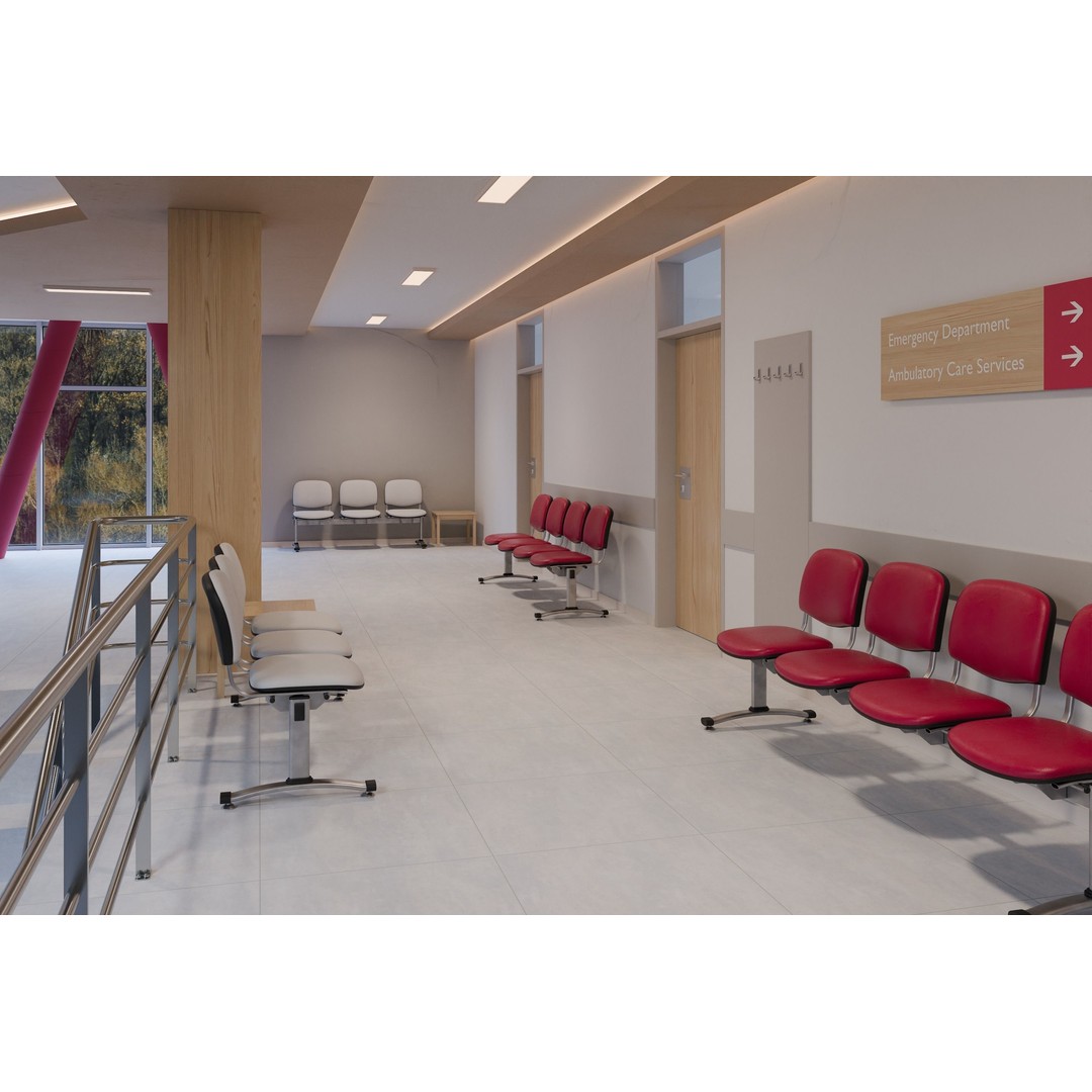Hospital Hall 3D Model – PBR Interior Scene, Blender, FBX, OBJ - View 3