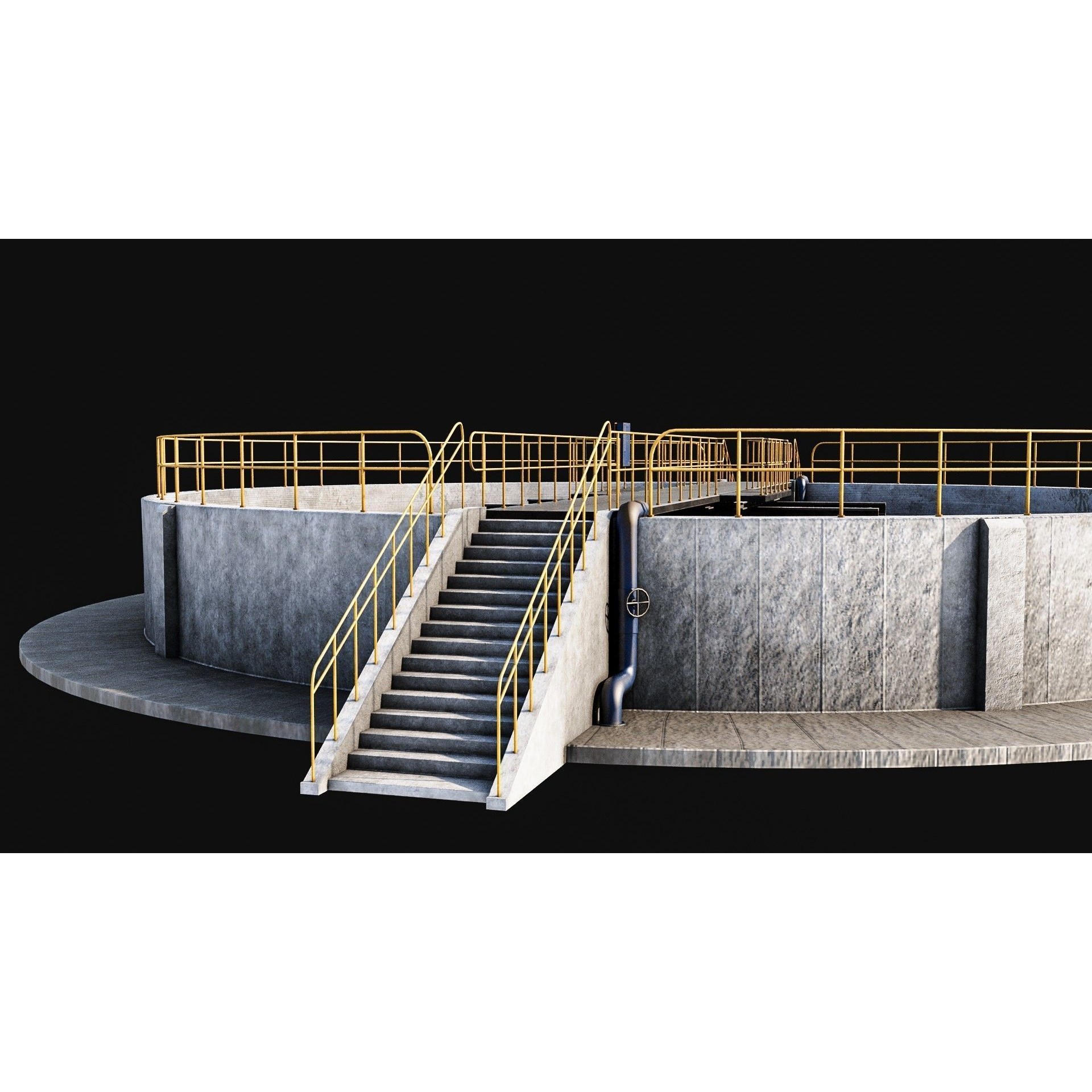 Waste Water/Oil Treatment Plant - Low-Poly Game-Ready 3D Model - View 12