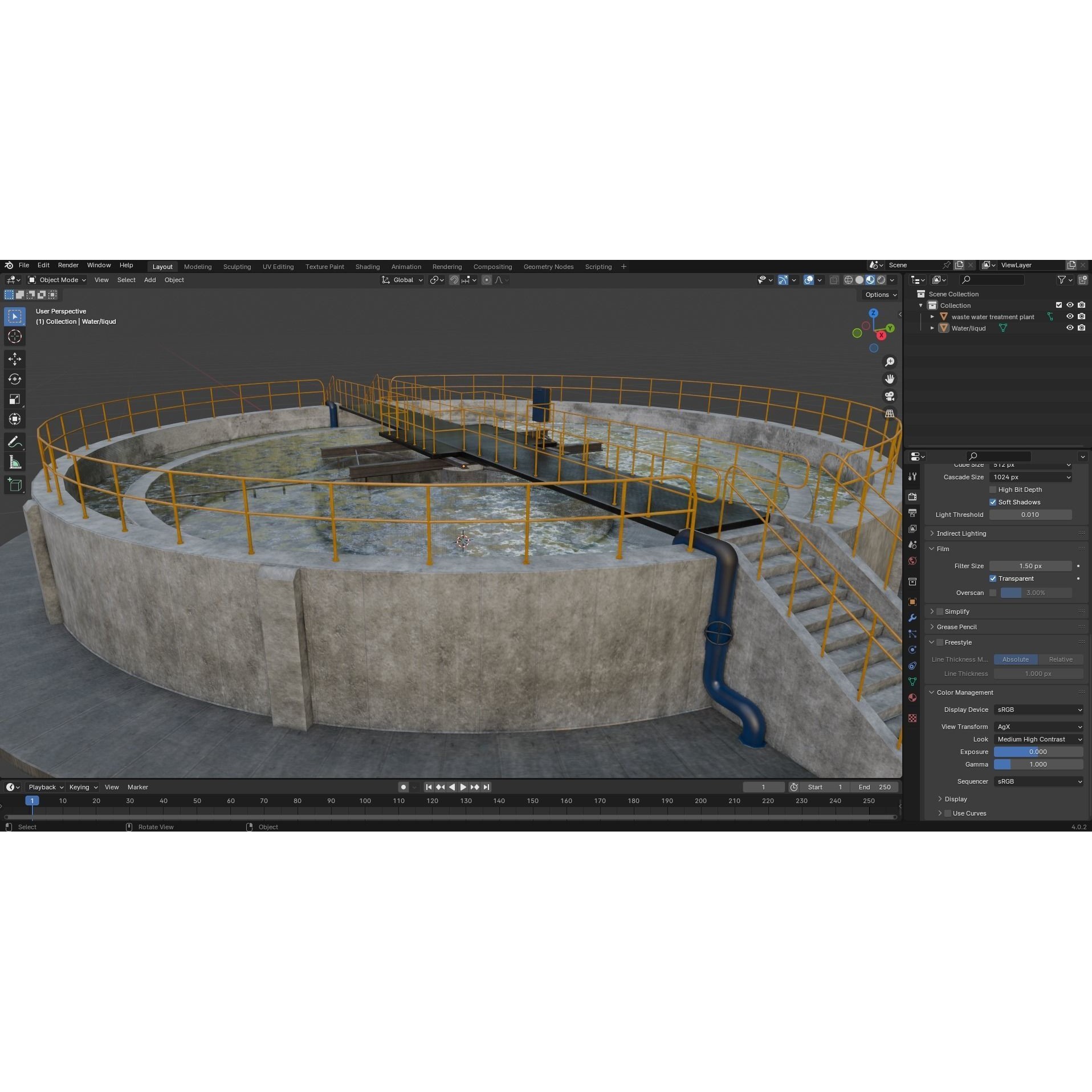 Waste Water/Oil Treatment Plant - Low-Poly Game-Ready 3D Model - View 13