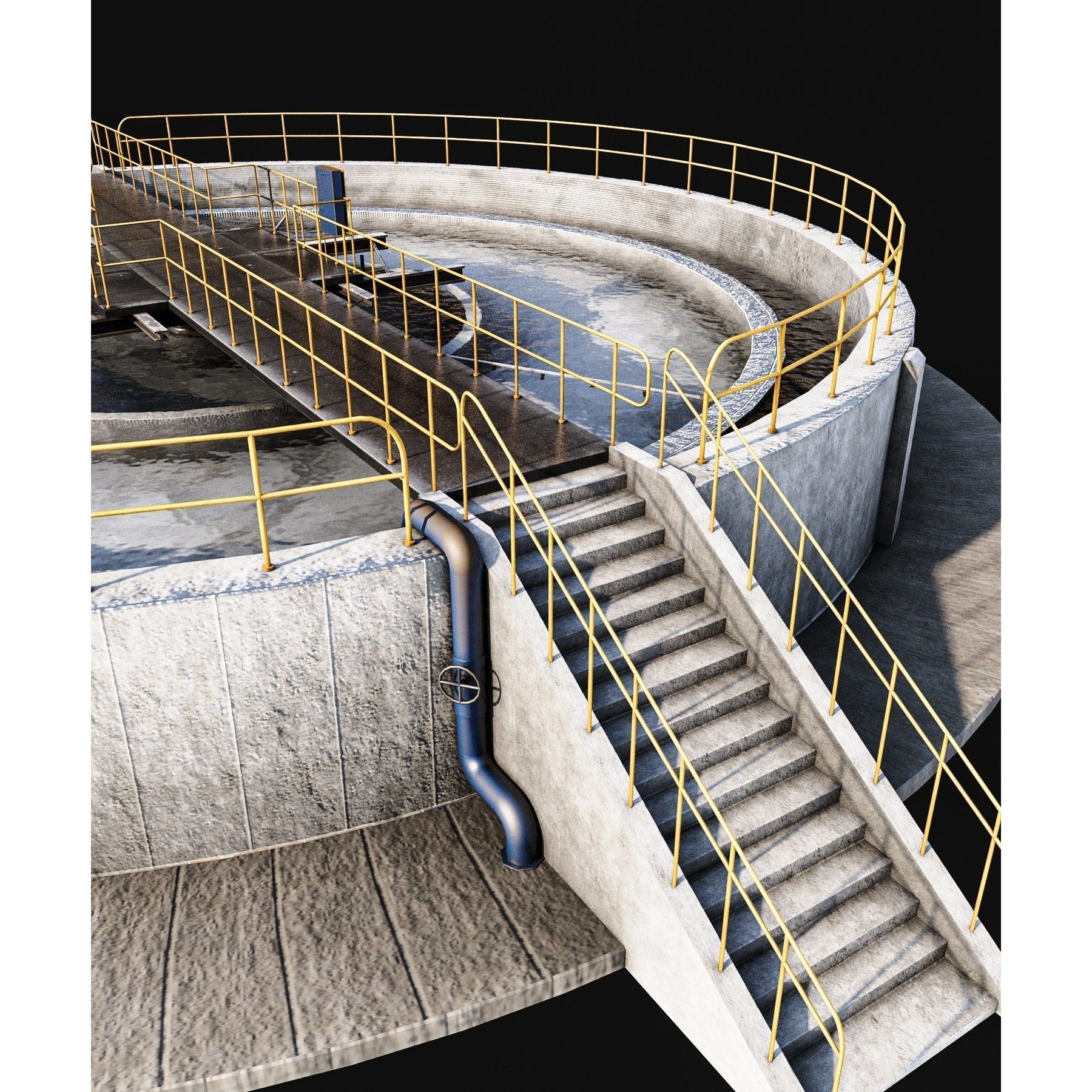 Waste Water/Oil Treatment Plant - Low-Poly Game-Ready 3D Model - View 14