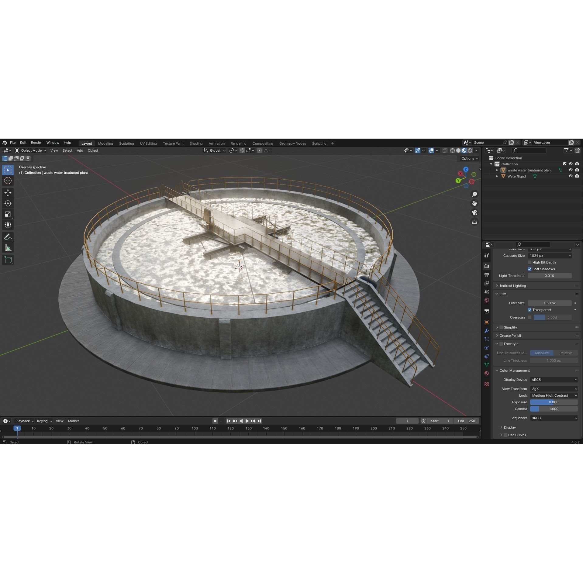 Waste Water/Oil Treatment Plant - Low-Poly Game-Ready 3D Model - View 17