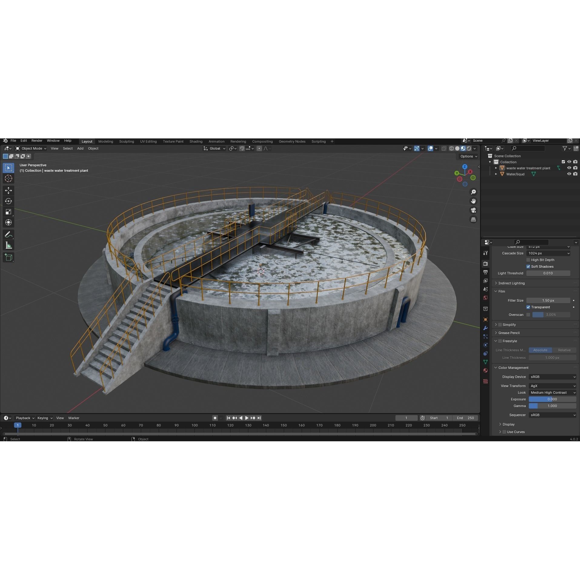 Waste Water/Oil Treatment Plant - Low-Poly Game-Ready 3D Model - View 18