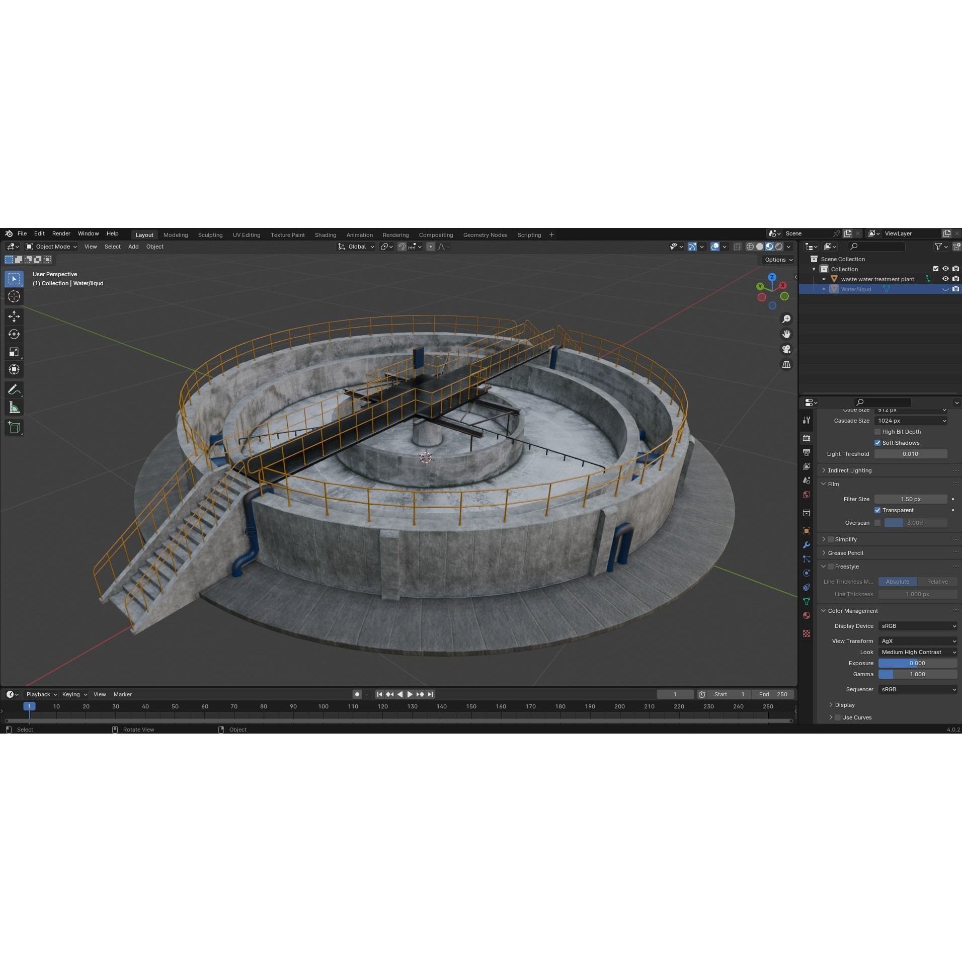 Waste Water/Oil Treatment Plant - Low-Poly Game-Ready 3D Model - View 19