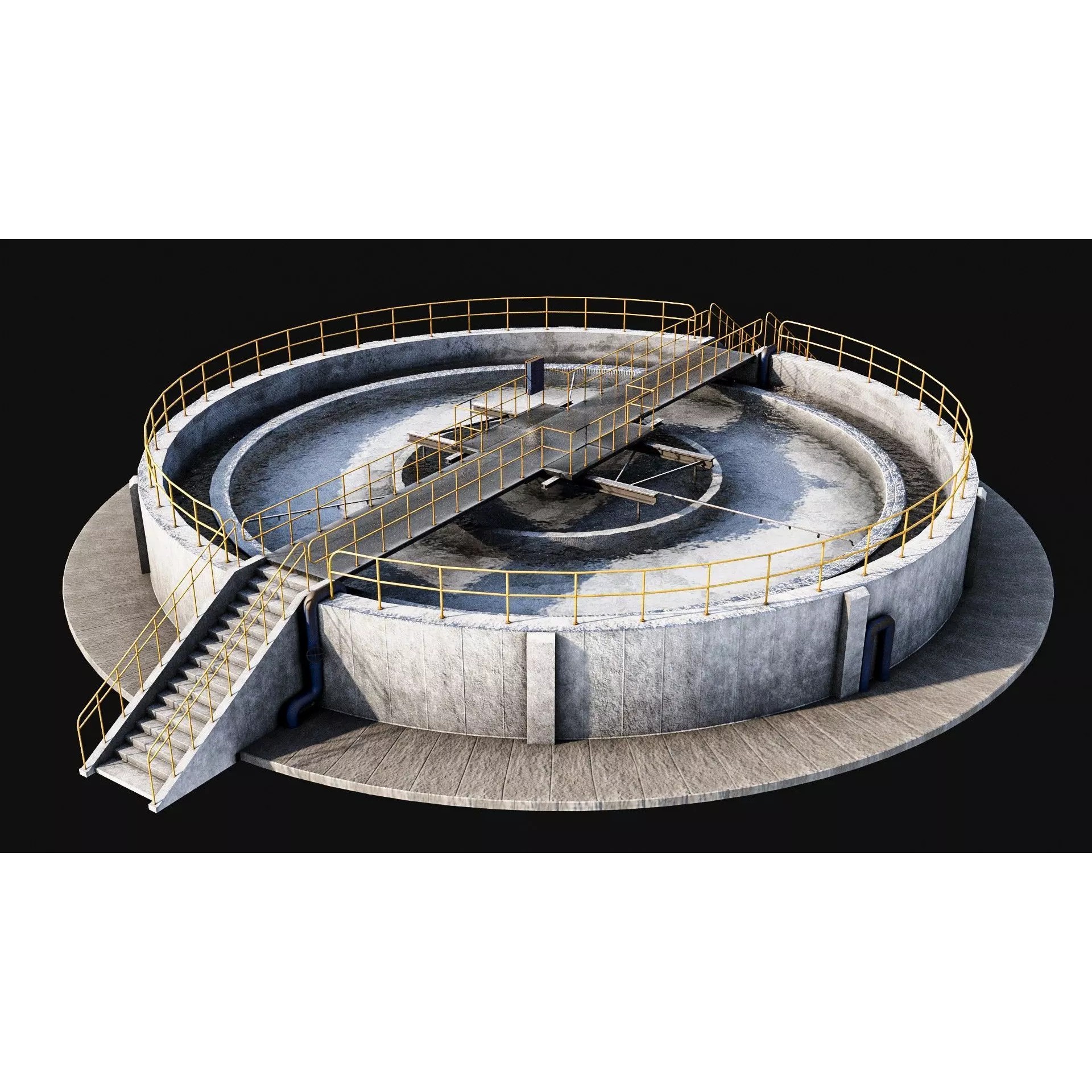 Waste Water/Oil Treatment Plant - Low-Poly Game-Ready 3D Model - View 2