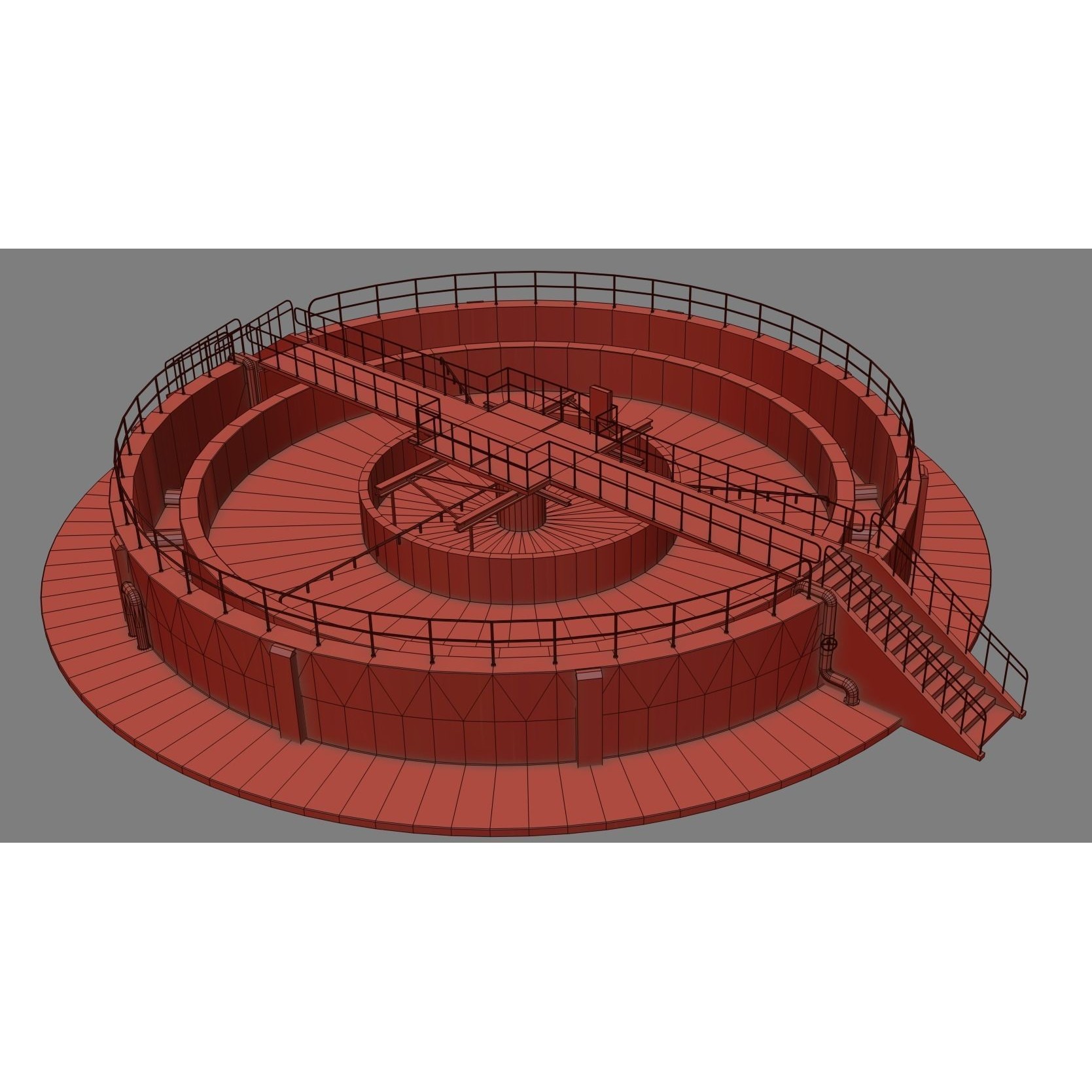 Waste Water/Oil Treatment Plant - Low-Poly Game-Ready 3D Model - View 21