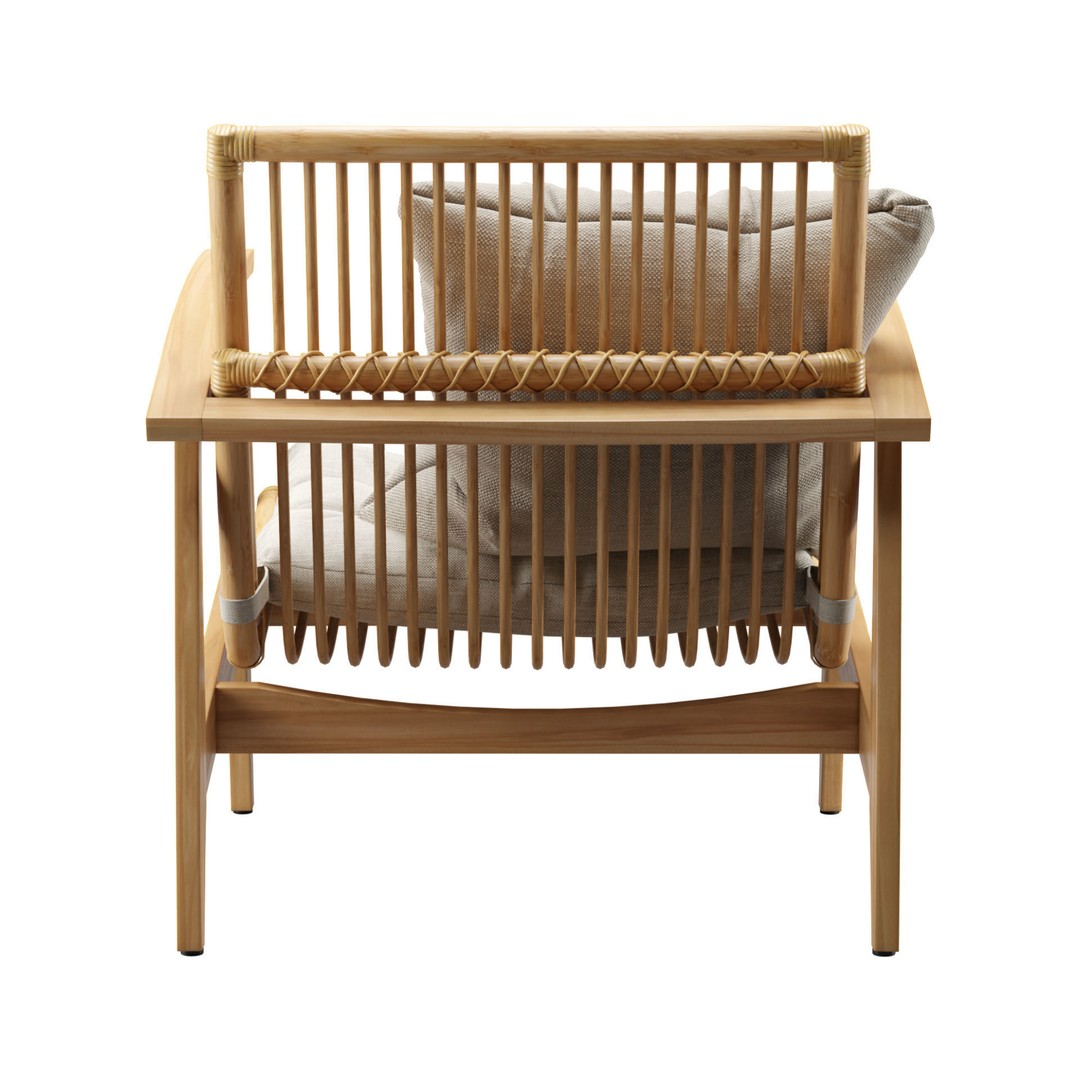Rattan Lounge Chair 3D Model – Outdoor Armchair with PBR Textures, FBX - View 10