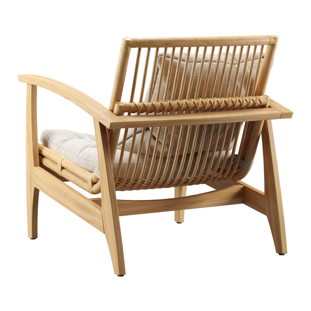 Rattan Lounge Chair 3D Model – Outdoor Armchair with PBR Textures, FBX - View 12