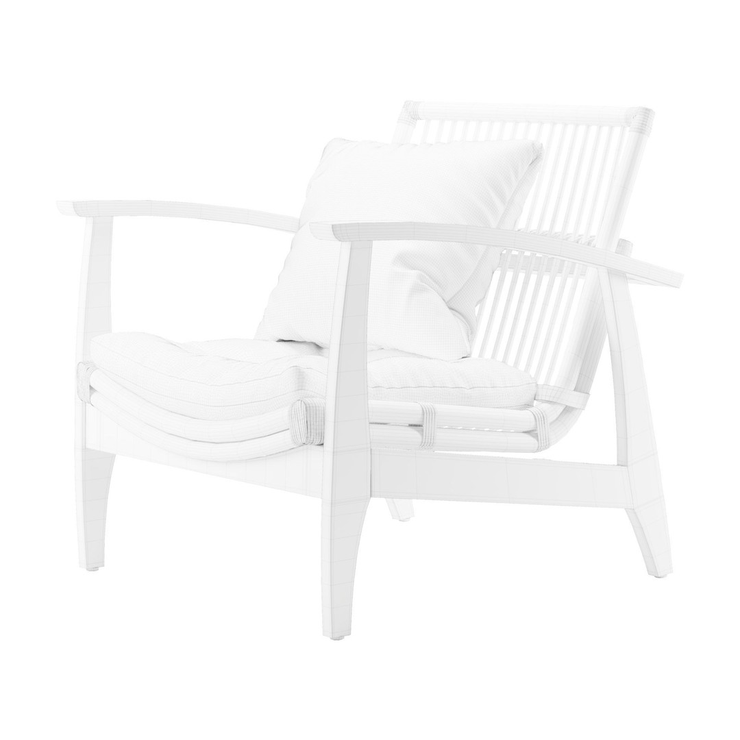Rattan Lounge Chair 3D Model – Outdoor Armchair with PBR Textures, FBX - View 15