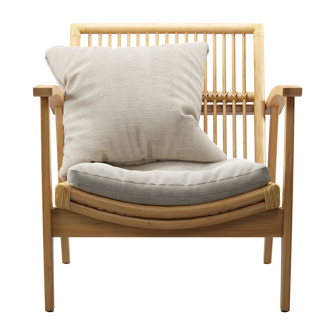 Rattan Lounge Chair 3D Model – Outdoor Armchair with PBR Textures, FBX - View 16