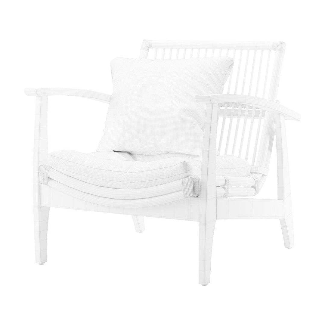 Rattan Lounge Chair 3D Model – Outdoor Armchair with PBR Textures, FBX - View 5