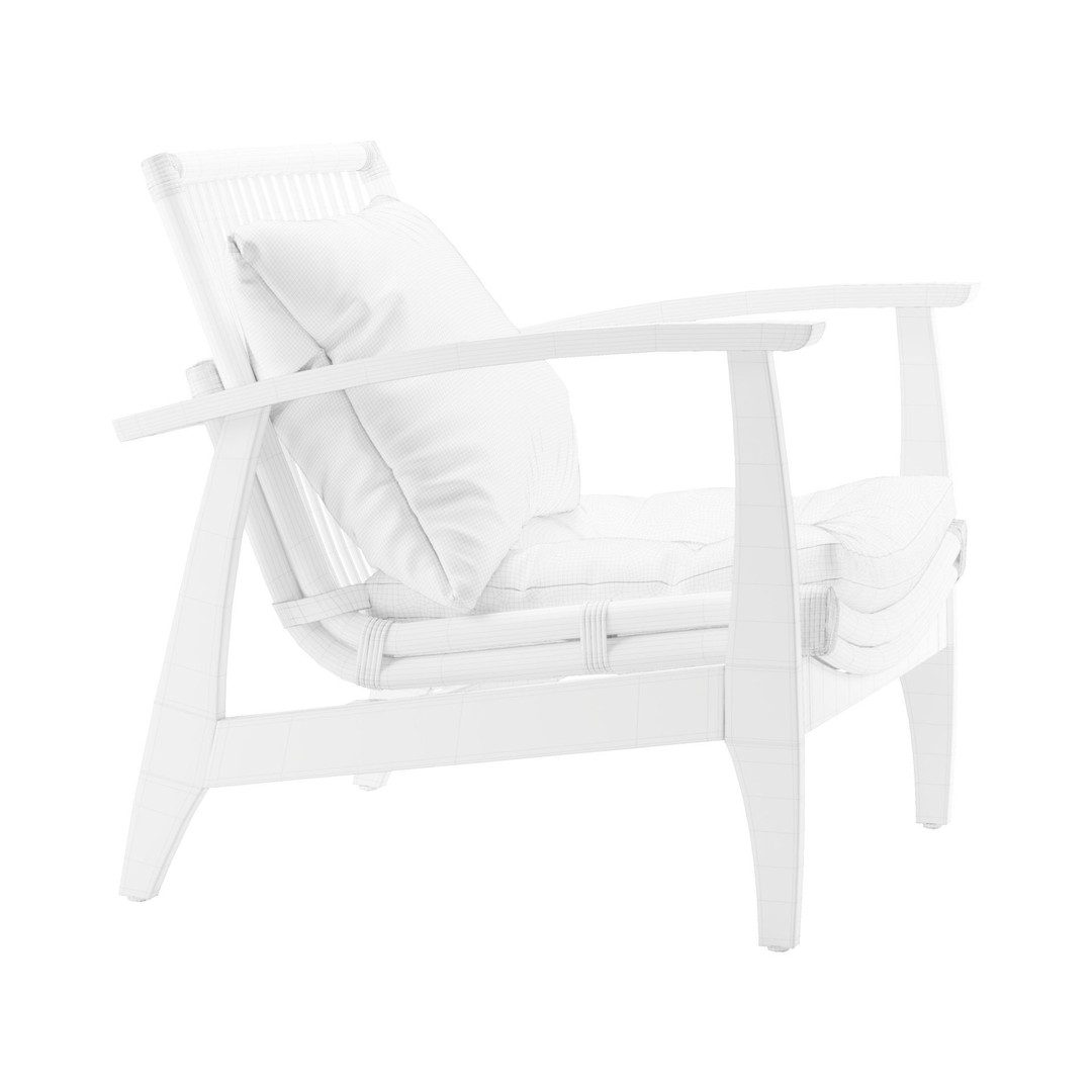 Rattan Lounge Chair 3D Model – Outdoor Armchair with PBR Textures, FBX - View 7