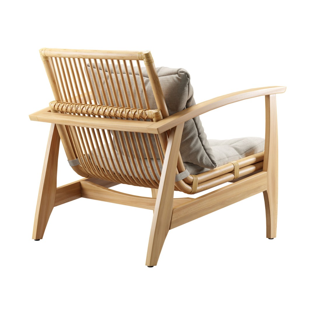 Rattan Lounge Chair 3D Model – Outdoor Armchair with PBR Textures, FBX - View 8