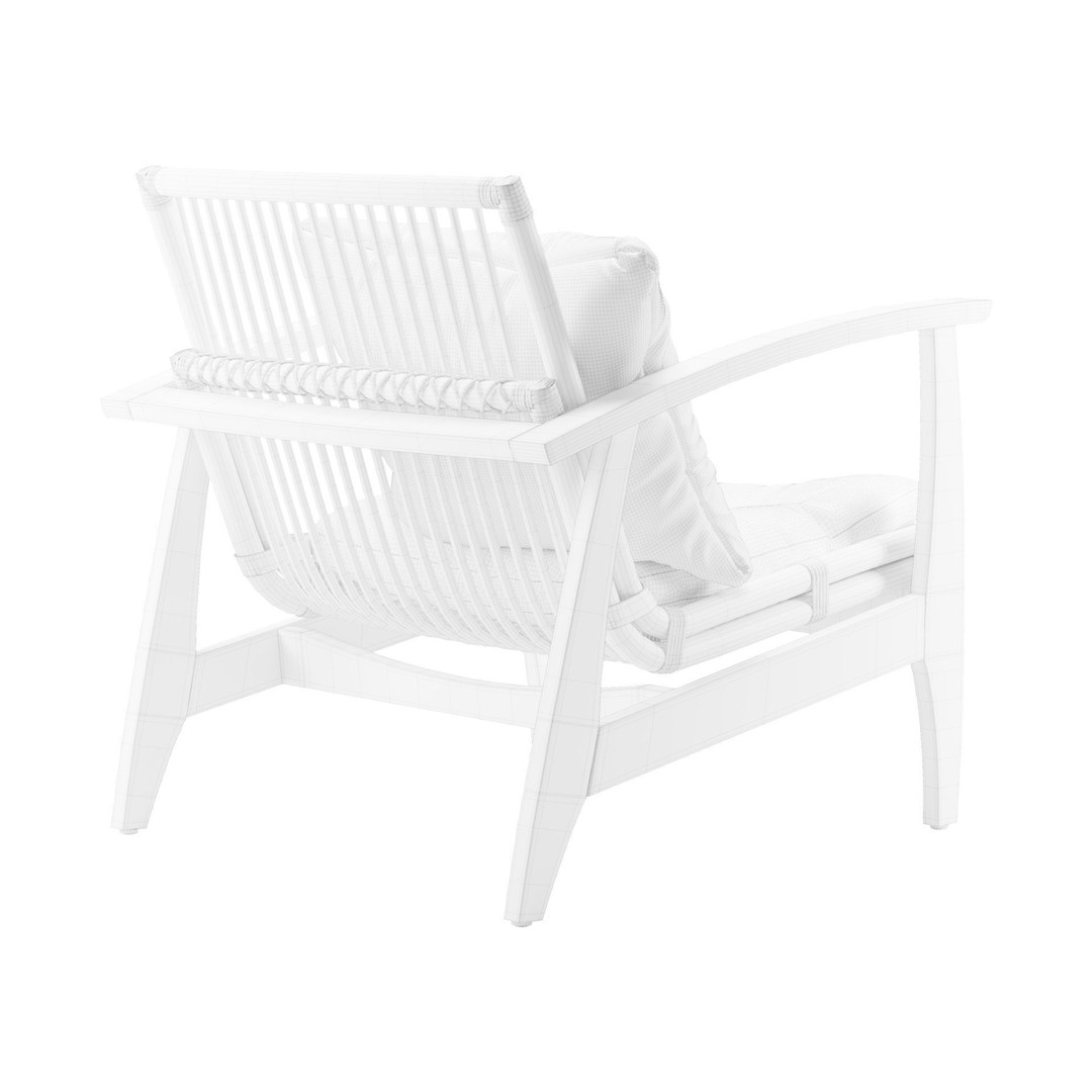 Rattan Lounge Chair 3D Model – Outdoor Armchair with PBR Textures, FBX - View 9