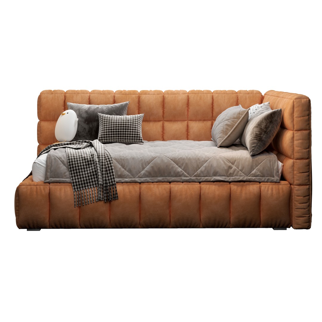 Upholstered Bed 3D Model – Stylish Bedroom Furniture, FBX & PBR - View 12