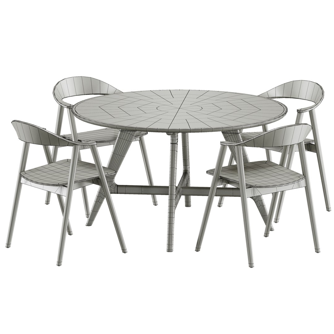 Dining Set 3D Model – Modern Furniture Set with PBR Textures, FBX