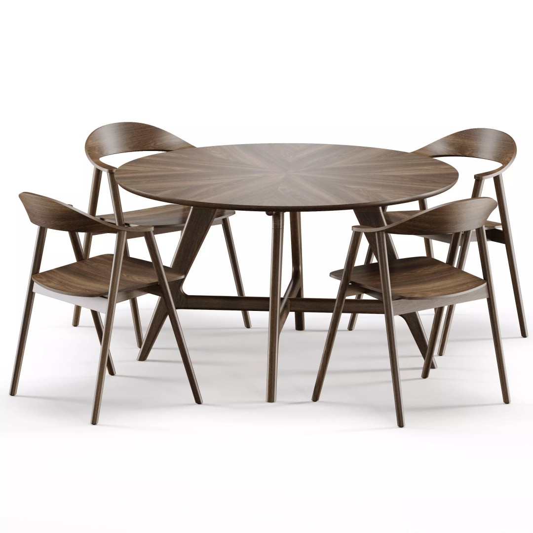Dining Set 3D Model – Modern Furniture Set with PBR Textures, FBX - View 2