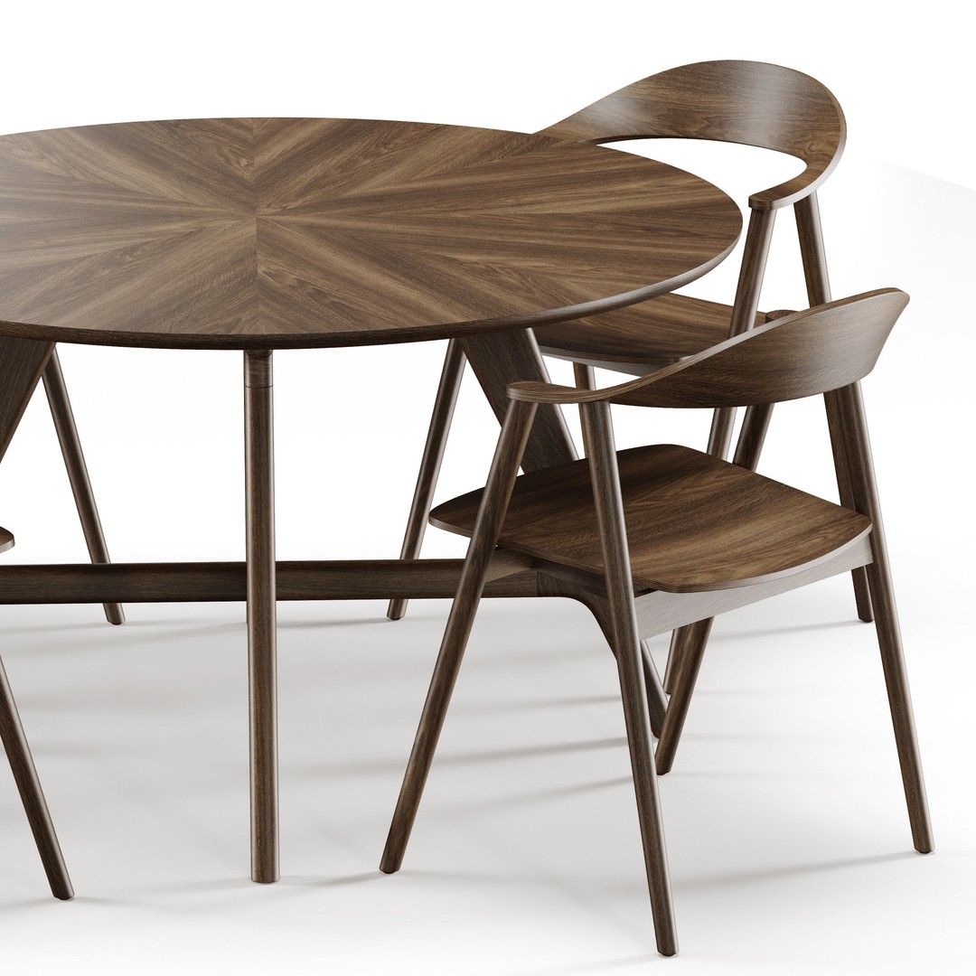 Dining Set 3D Model – Modern Furniture Set with PBR Textures, FBX - View 3