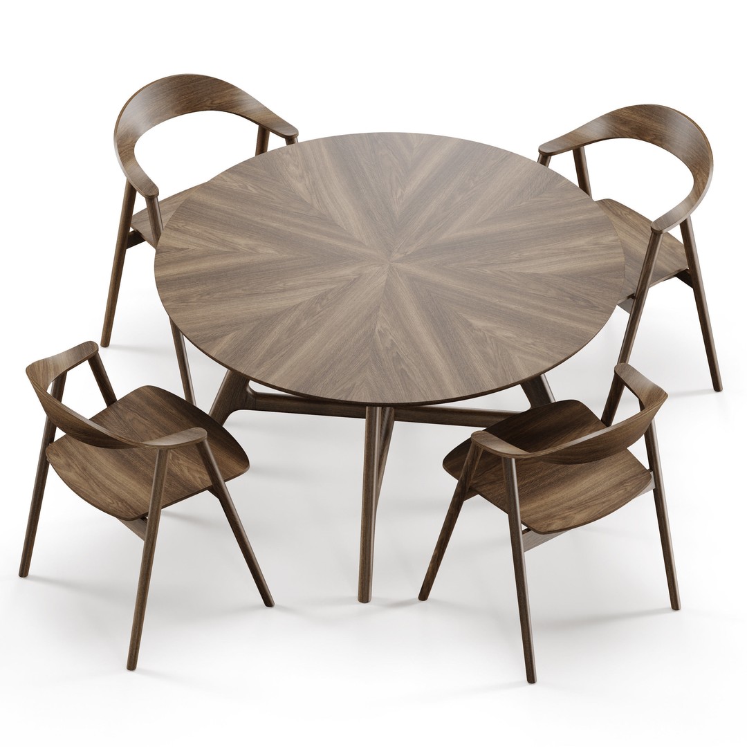Dining Set 3D Model – Modern Furniture Set with PBR Textures, FBX - View 4