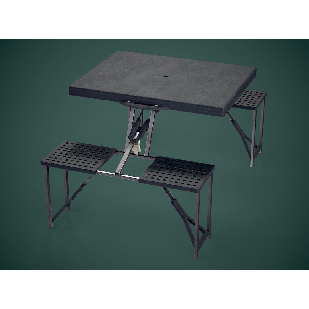 Seat Table 3D Model – Low Poly Outdoor Furniture, FBX - View 10