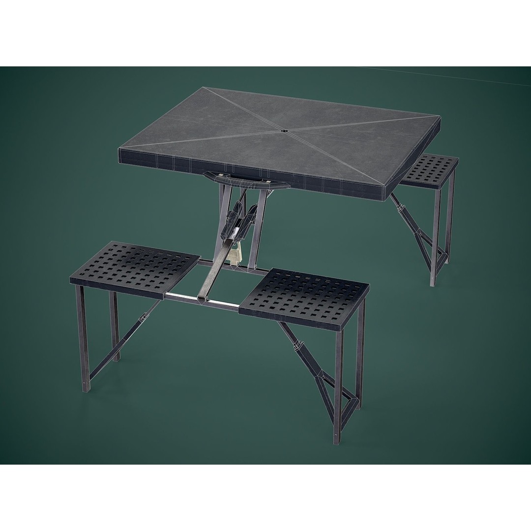 Seat Table 3D Model – Low Poly Outdoor Furniture, FBX - View 11