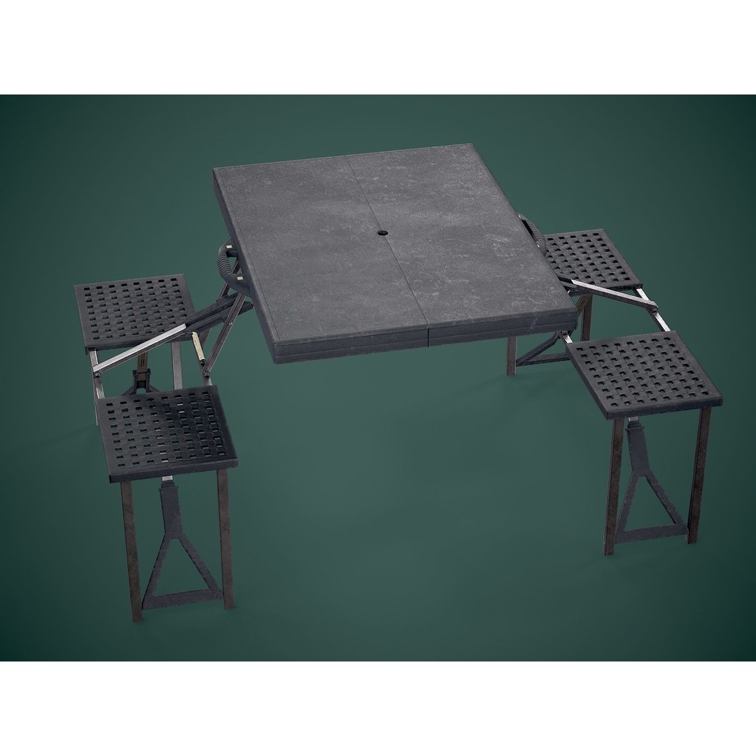 Seat Table 3D Model – Low Poly Outdoor Furniture, FBX - View 12