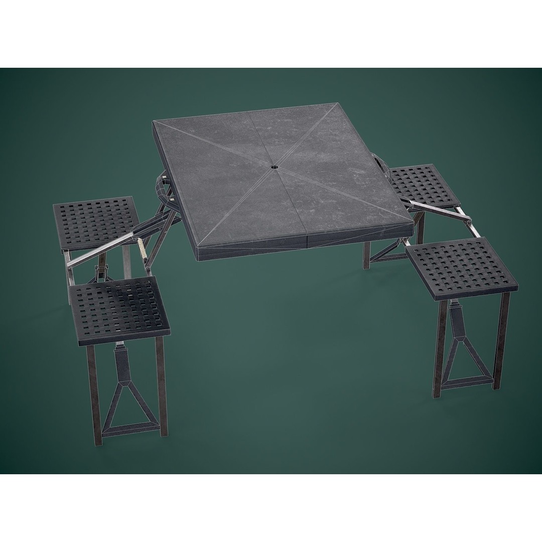 Seat Table 3D Model – Low Poly Outdoor Furniture, FBX - View 13