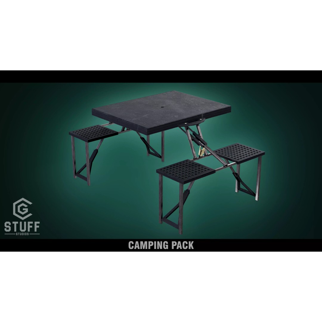 Seat Table 3D Model – Low Poly Outdoor Furniture, FBX - View 2